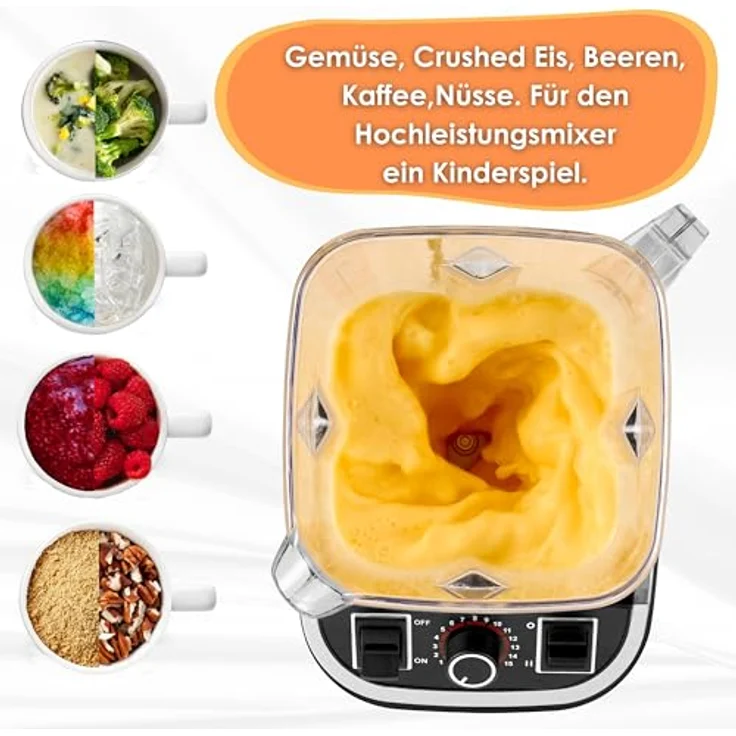 STEINBORG Standmixer SB-7060, 1500 W, 2 Liter Mixbehälter,Tritan-Material (BPA-frei),6-Blatt-Design Klingen, Hochleistungsmixer mit 9535 Vollkupfer-Motor – Bild 3