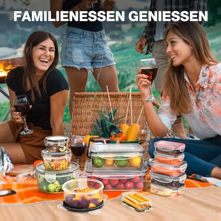 YASHE Frischhaltedosen, 50er Set (25 Behälter + 25 Deckel), luftdicht, BPA-frei, rot, mikrowellen- und gefriersicher, stapelbar – Bild 7