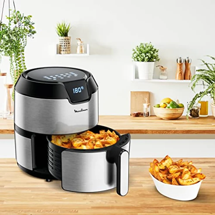 Moulinex EasyFry Deluxe EZ401D Fritteuse ohne Öl für gesunde Zubereitung mit Heißluft, kompaktes Design, Temperaturregelung, Timer, 8 Menüs, Air Pulse Technologie – Bild 5