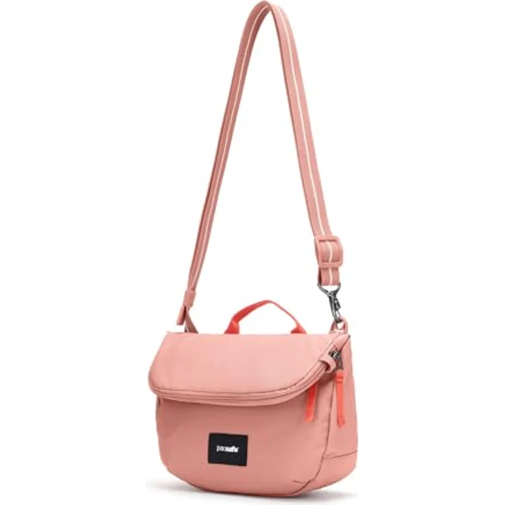 Pacsafe Go Saddle Crossbody Bag, Umhängetasche mit RFID-Blocker und Schlitzschutz, altrosa, 5-7 l Volumen – Bild 5