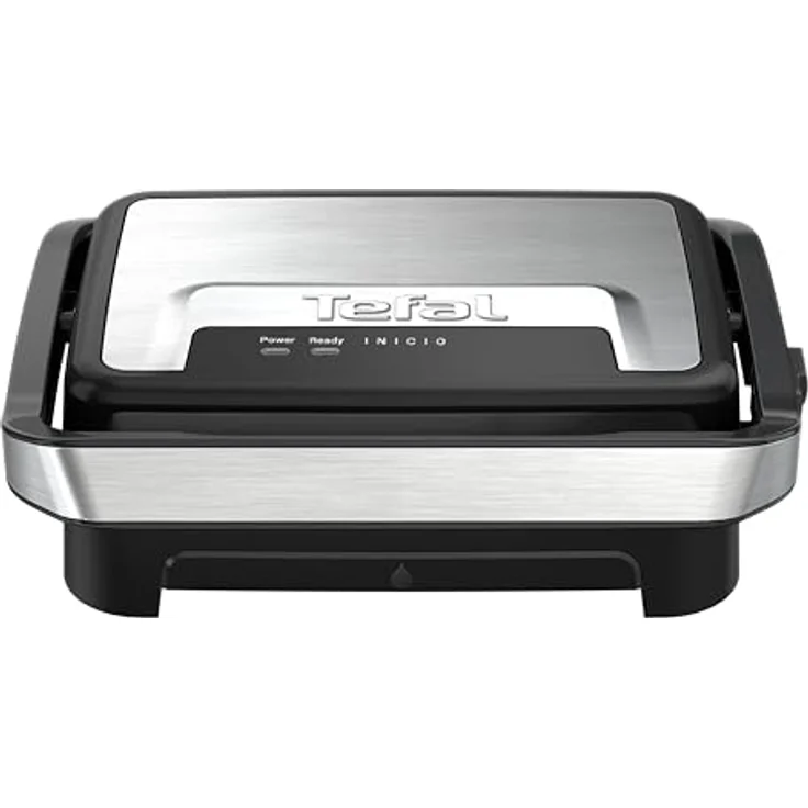 Tefal Inicio Compact 2-in-1 Kontakt- und Paninigrill, 1000 W, Edelstahlgehäuse, Saftauffangschale, antihaftbeschichtete Grillplatten, Edelstahl/Schwarz – Bild 2