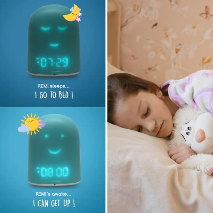 UrbanHello Remi – Der Beste Wecker für Kinder, um mehr zu schlafen, Audiowiedergabe, Schlaf-Tracker, Nachtlicht – Lautsprecher Musik – Blau – Bild 3