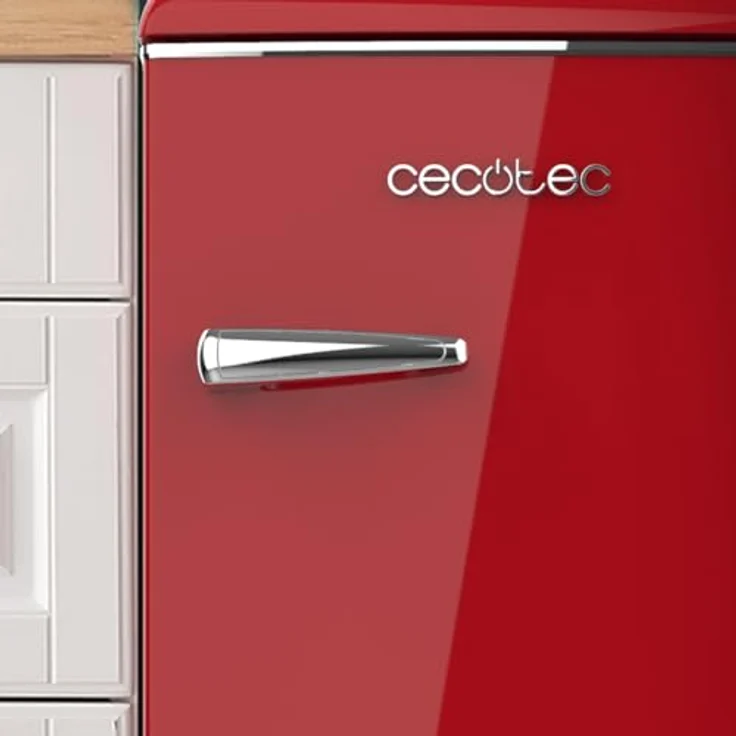 Cecotec Mini Retro Kühlschrank Bolero CoolMarket TT Origin 90, 90 L, mit ICEBOX, LED-Innenbeleuchtung, Chromgriff, Flaschenöffner, rot – Bild 4