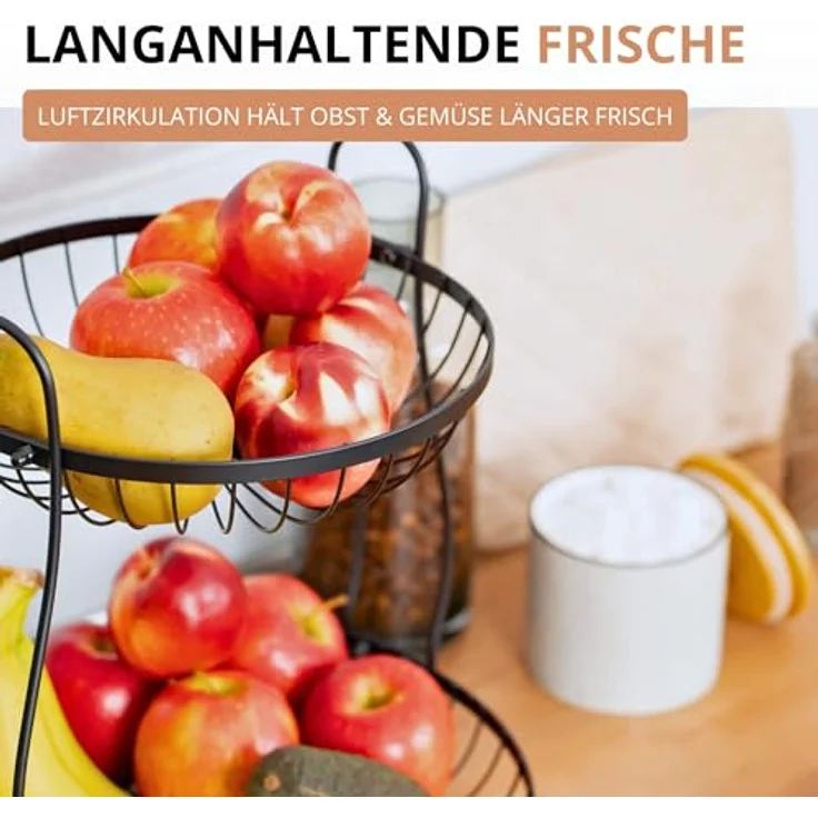Westmark Obst Etagere Doppio 2 Etagen, 32,5 x 34,5 cm, schwarzer Drahtkorb für Obst, Gemüse und Dekoration – Bild 4