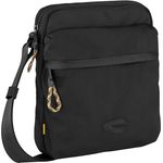 camel active Terra Herren Umhängetasche Crossbody Bag Klein Schwarz, nachhaltiges Design aus recyceltem Nylon