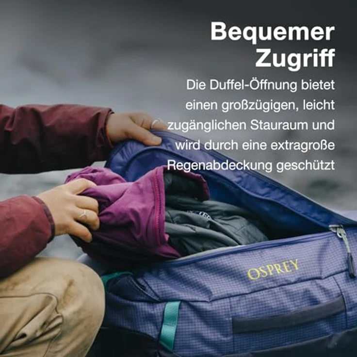 Osprey Transporter Wheeled Duffel 40, wasserfeste Reisetasche mit Aluminiumrahmen und 41 l Volumen, Schwarz – Bild 6