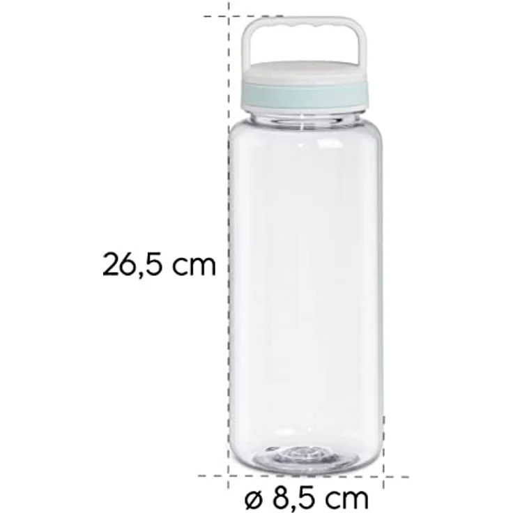 Xavax Trinkflasche, 1250 ml (Wasserflasche auslaufsicher, Getränkeflasche mit praktischem Henkel und Schraubverschluss, lebensmittelecht, durchsichtig) blau – Bild 3