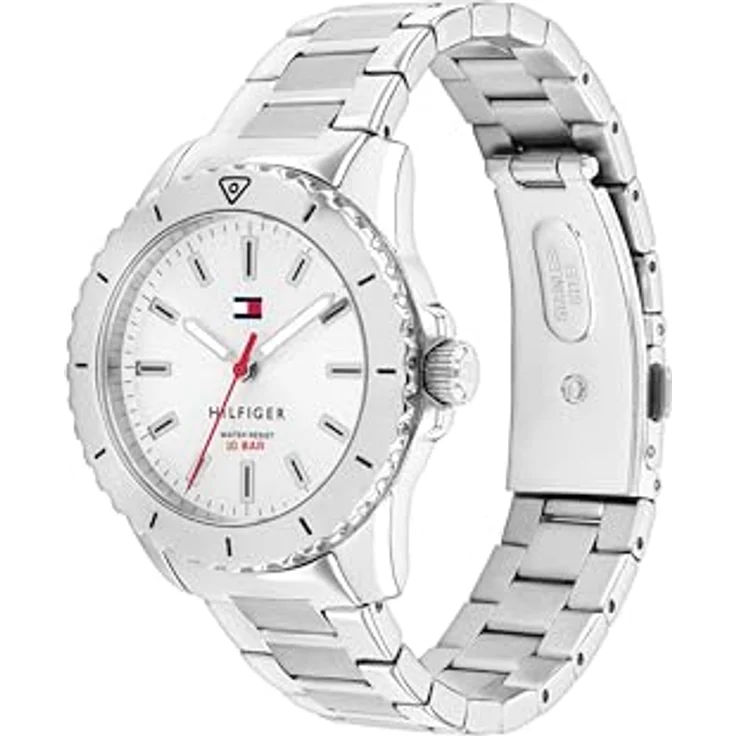 Tommy Hilfiger 1720051, Armbanduhr mit DREI-Zeiger-Quarzwerk, silbernes Edelstahlarmband, 10 ATM wasserdicht, 32 mm Gehäuse – Bild 2