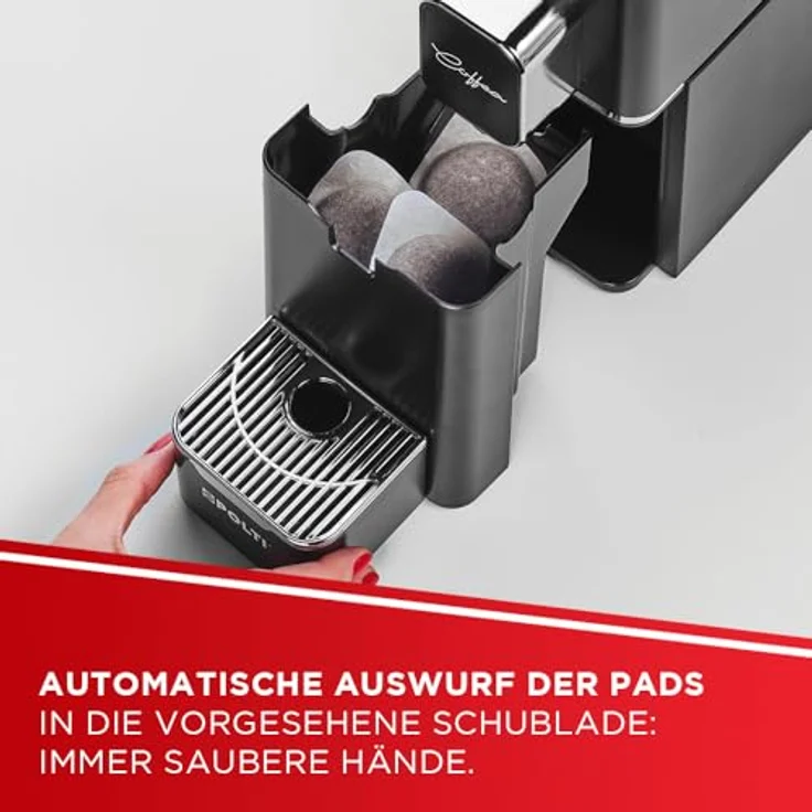 Polti Coffea S15B, Kapselmaschine in Schwarz mit anpassbarer Temperatur und automatischer Kapselauswurf – Bild 6