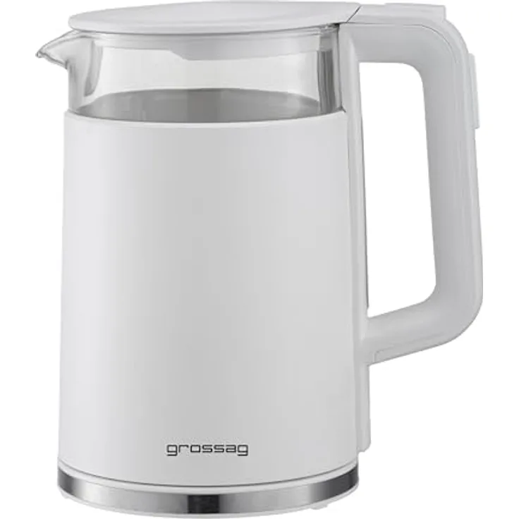 grossag Wasserkocher WK 24.00, Weiß, abnehmbarer 1,7 Liter Edelstahl-Topf mit 5 variablen Temperaturstufen und automatischer Warmhaltefunktion
