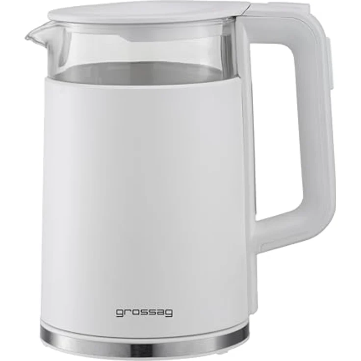 grossag Wasserkocher WK 24.00, Weiß, abnehmbarer 1,7 Liter Edelstahl-Topf mit 5 variablen Temperaturstufen und automatischer Warmhaltefunktion – Bild 1