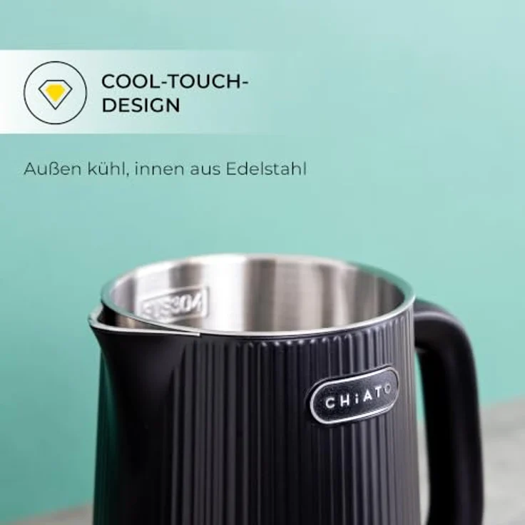 CHiATO heatPLAY Groove, Wasserkocher mit 1,7 Litern Fassungsvermögen und smartem Temperaturdisplay, Edelstahl mit matte Oberfläche – Bild 5