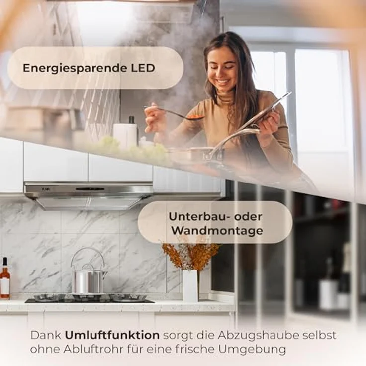 Yuna KUBH 60205 Dunstabzugshaube, inklusive Kohlefilter, Breite 60 cm, edelstahl – Bild 6