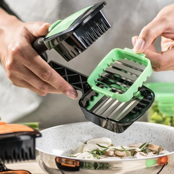 GENIUS Nicer Dicer Quick 5-tlg. Schneide-Set Gemüseschneider 34117 Grün – Bild 3