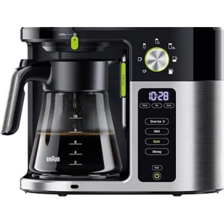 Braun MultiServe Kaffeemaschine KF 9050 Filterkaffeemaschine mit Direktwahl von 7 Portionsgrößen, inkl. Glaskanne, Touch Display und Zeitschaltuhr, 1750 Watt, Schwarz-Edelstahl – Bild 2