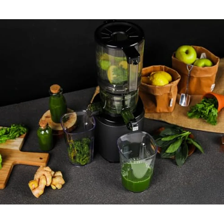 Kuvings Slow Juicer AUTO6, Elektrische Kaltpresse für Obst und Gemüse, 1.7L, leiser Motor, BPA-frei, leicht zu reinigen, 200 W, schlankes Design, matt weiß silber – Bild 3
