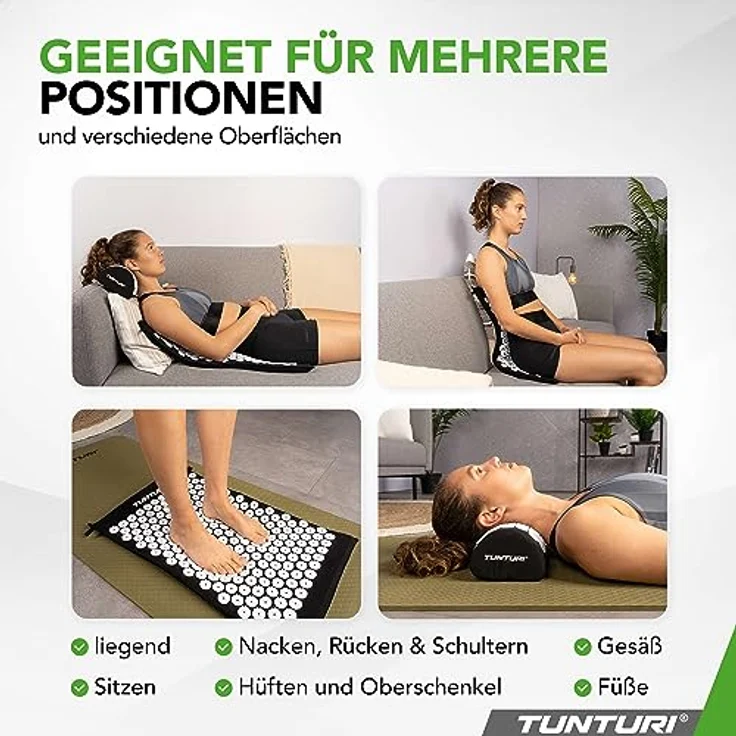 Tunturi Akupressurmatte mit Kissen, Massagegerät mit über 7.000 Druckpunkten zur Stressreduktion und Verbesserung der Blutzirkulation – Bild 3