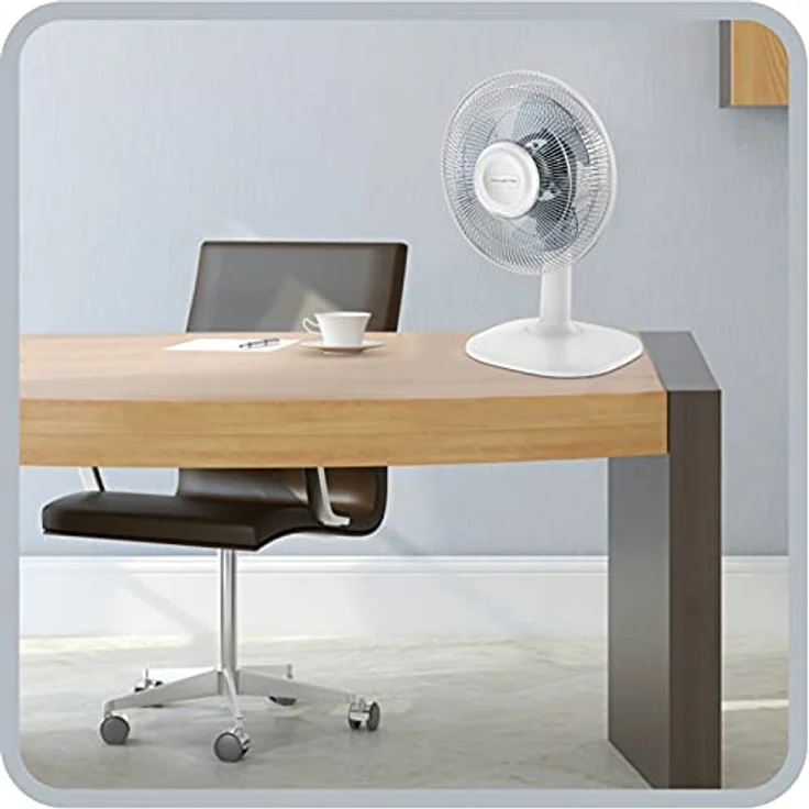 Rowenta VU2310 Essential+ Tischventilator (2 Geschwindigkeitsstufen, verstellbarer Neigungswinkel, 28 Watt, 46 dB(A), 100% Kupfermotor, sehr kompakt) weiß – Bild 5
