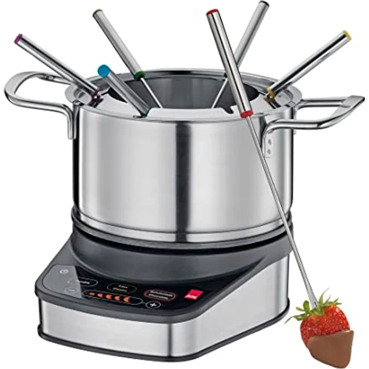 Spring Elektrofondue Set | Fondue elektrisch für 6 Personen | optimale Temperaturregulierung | für Käsefondue, Öl-Fondue oder Schokoladen Fondue | sicherer Stand | inkl. 6 Fonduegabeln | 1,4L – Bild 2