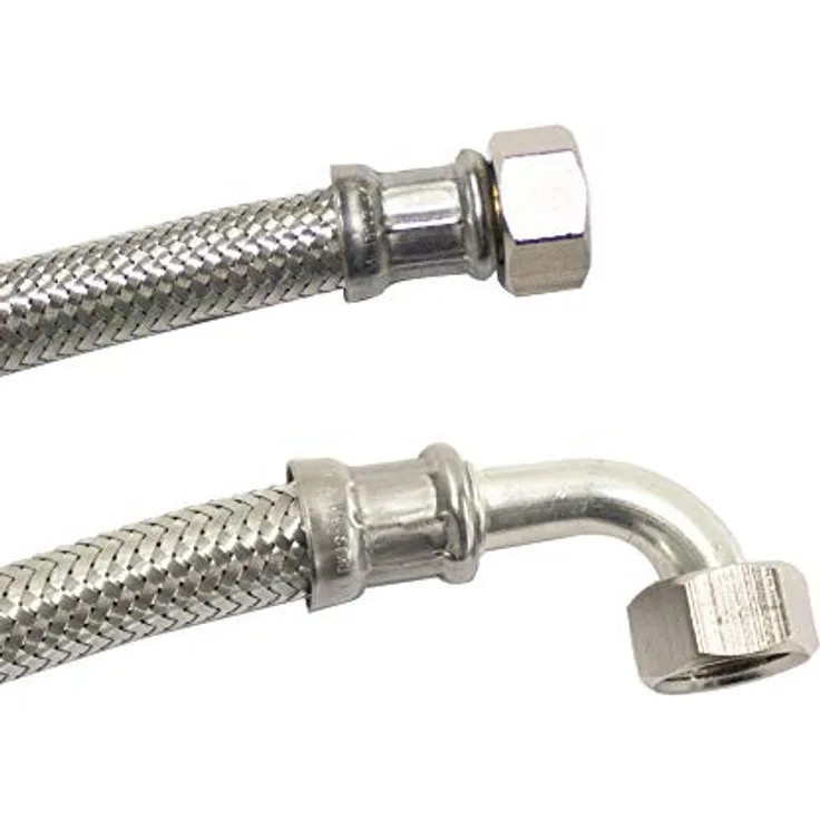 KLASEBO® Panzerschlauch 1/2 Zoll, flexibler Edelstahl Schlauch mit DVGW-Zertifizierung, 800mm, DN13, für Trinkwasser und Sanitäranwendungen