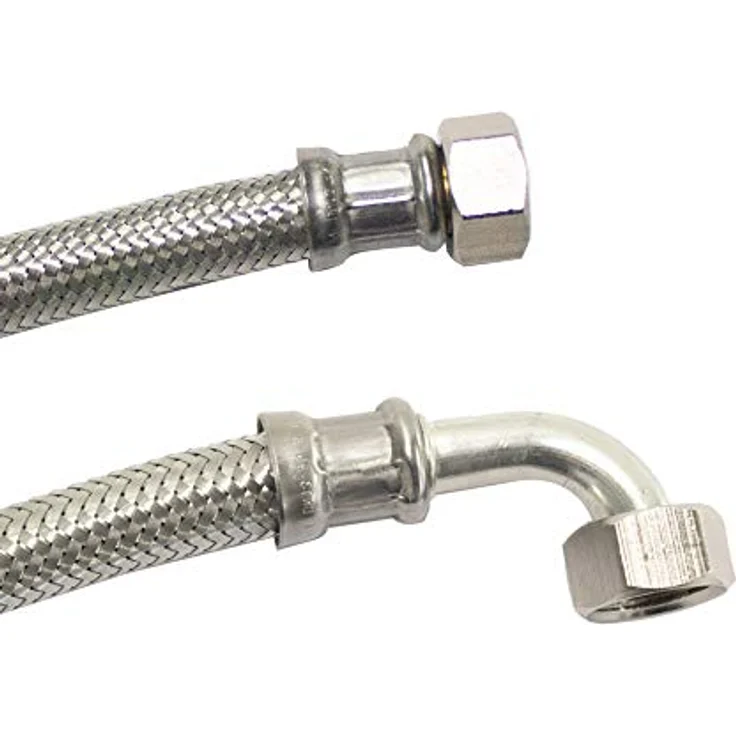 KLASEBO® Panzerschlauch 1/2 Zoll, flexibler Edelstahl Schlauch mit DVGW-Zertifizierung, 800mm, DN13, für Trinkwasser und Sanitäranwendungen – Bild 1