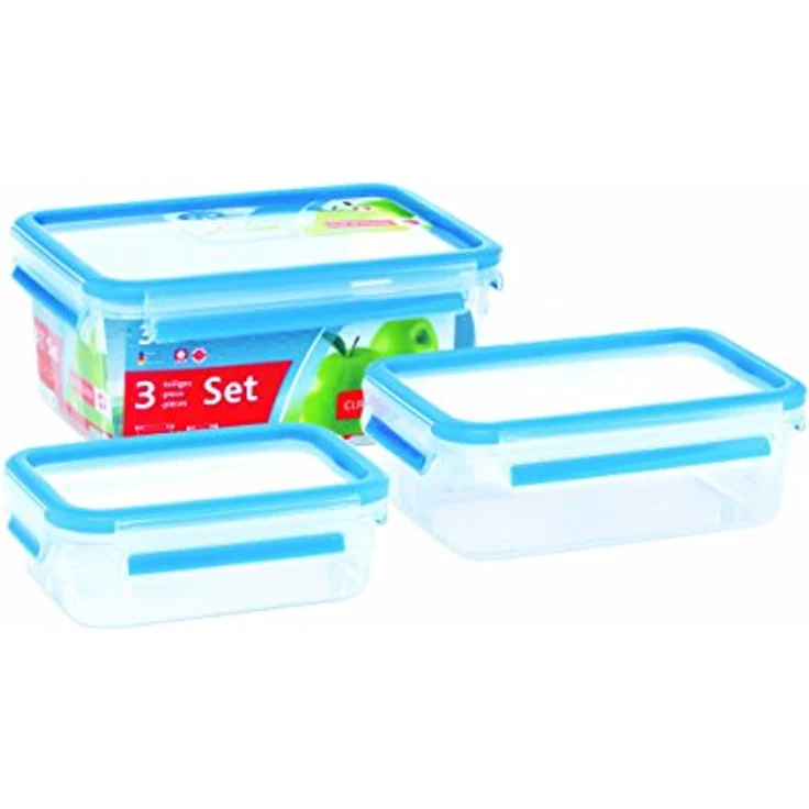 Emsa 512753 Clip & Close Frischhaltedosen | 3-teiliges Set | 0,55+ 1,00+ 2,30 L | -40 bis +100 Grad | Kunststoff | 100 % Dicht | Besondere Frische-Dichtung – Bild 4