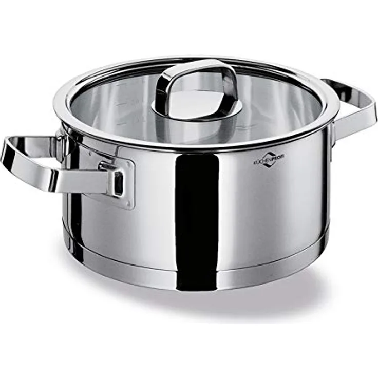 Küchenprofi Bratentopf SAN REMO 20cm | Höhe 9,5 cm | Kochtopf 2,5 L | Topf Induktion | Topf Edelstahl | Sicherheitsglas-Deckel