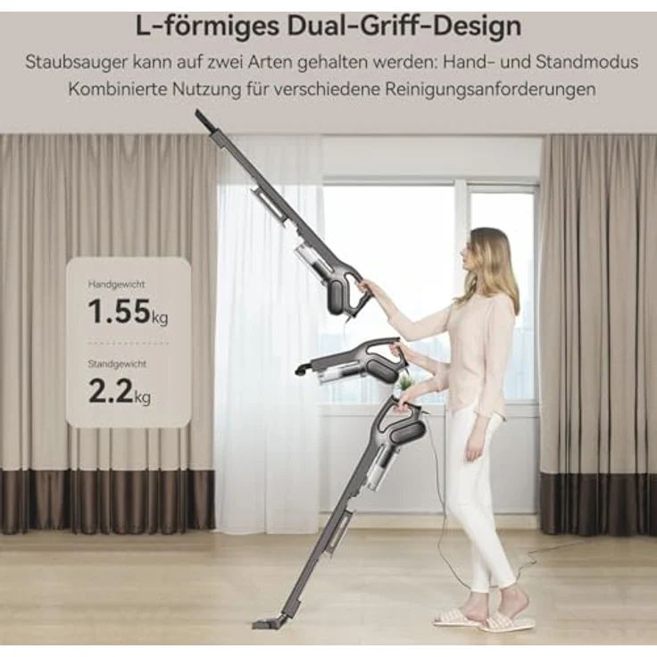 "Deerma Hand-und Stielstaubsauger DX700S Akku-Staubsauger, 600 W mit seitlichem Zyklonfilter" – Bild 2