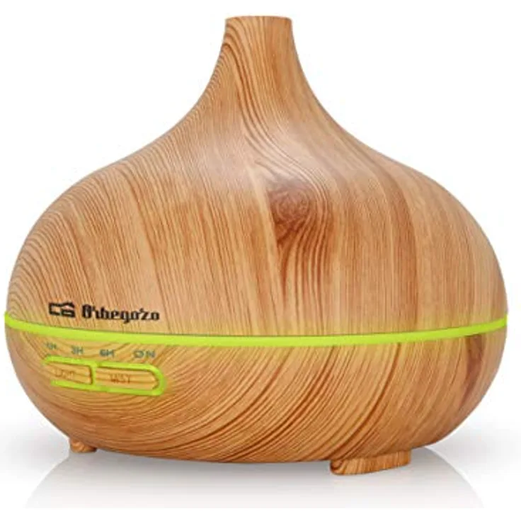 Orbegozo HUA 3500 Ultraschall-Luftbefeuchter, Aromatherapie, Diffusor für ätherische Öle, 300 ml, leise, Beleuchtung in 7 auswechselbaren Farben und Timer.