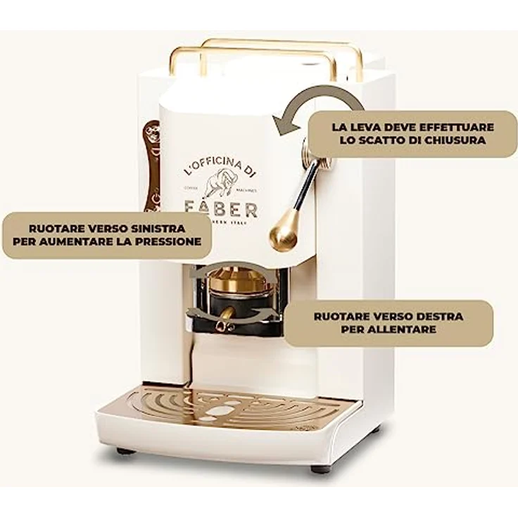 Faber Coffee Machines Pro Deluxe Pure White, Espressomaschine für ESE Pads 44 mm, Tassenwärmer, einfache Reinigung, schnelles Aufheizen – Bild 7