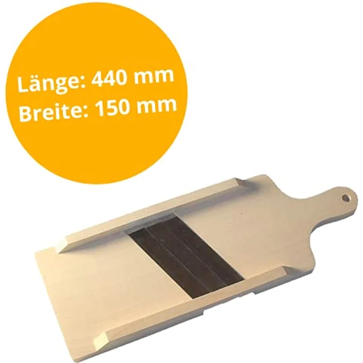 Krauthobel - Krautschneider - Sauerkrauthobel -Kohlhobel - Kohlreibe - Gemüsehobel - aus heimischem Lindenholz - Tiroler Art, 3 Messer, 44 x 15 cm, Sehr scharf! – Bild 3