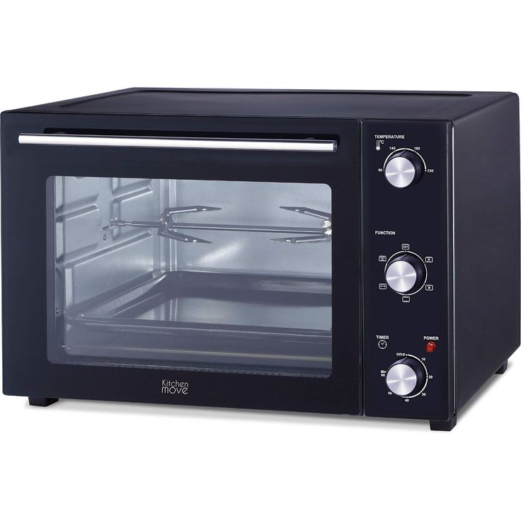 Kitchen Move Multifunktions-Ofen 58 l Umluft Drehspieß Grill 2000 W schwarz 5 Kochprogramme mit Timer und Zubehör, 58 Liter – Bild 2