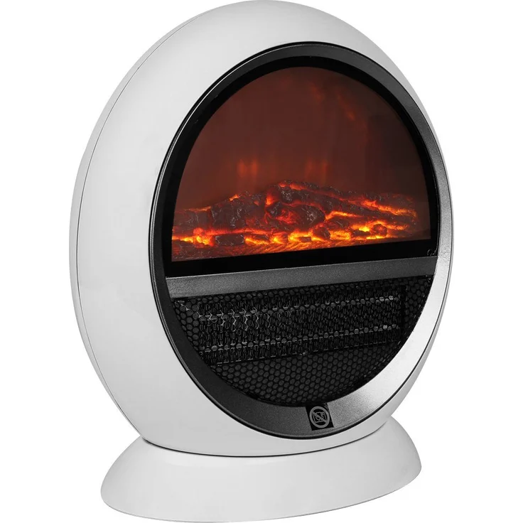Deuba Heizlüfter 1500W Kamin Optik Elektrokamin LED Flammen Effekt 2 Heizstufen weiß – Bild 1