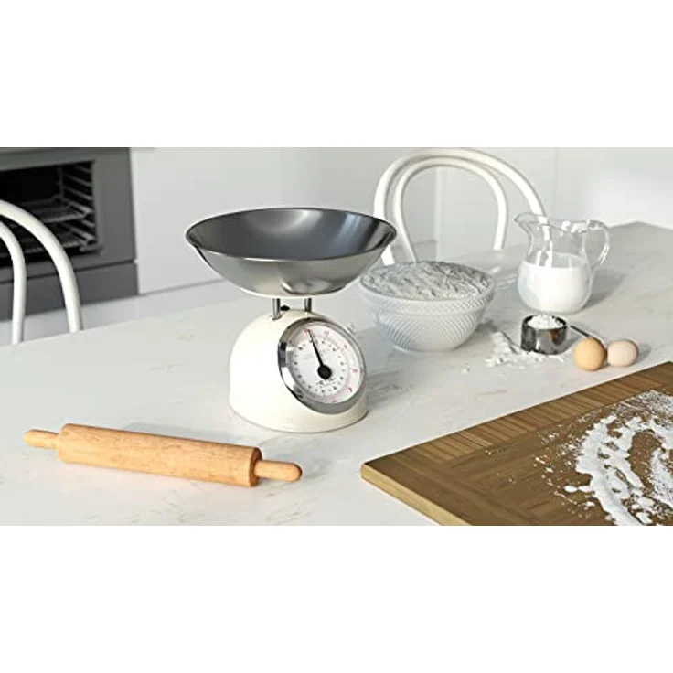 ETA Küchenwaage I Storio I Analoge Retro Waage im Ganzmetall Design I 2 Liter Edelstahlschale I max. 5kg I Beige – Bild 4