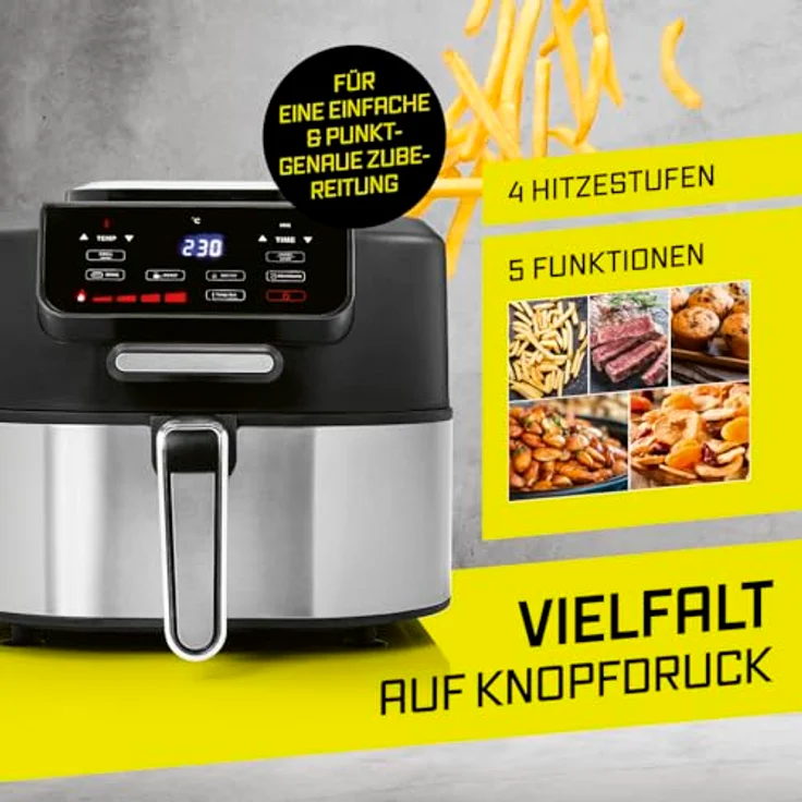 GOURMETmaxx Heißluftfritteuse FryBBQ 5 l, 2-in-1 Heißluftfritteuse und Grill mit integrierten Grillthermometer und fünf Garfunktionen – Bild 8