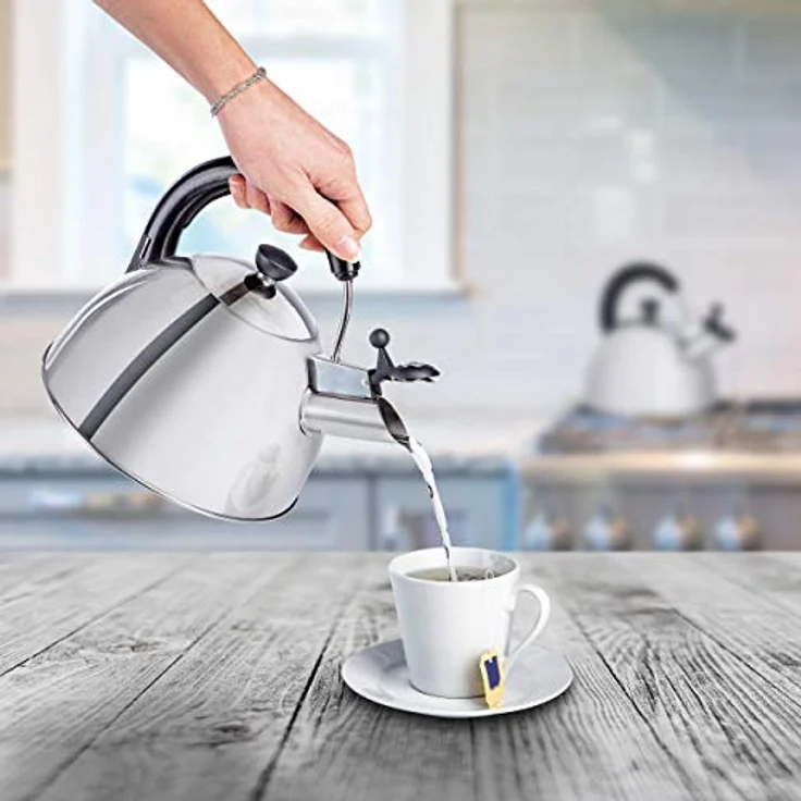 ONVAYA Wasserkessel aus Edelstahl | 2,5 L | Wasserkocher | Teekocher | Klassischer Flötenkessel mit Pfeifton | induktionsgeeignet – Bild 7