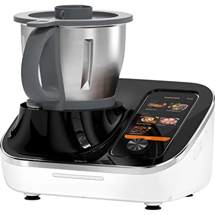TOKIT Omni Cook Roboter All-in-1 Küchenmaschinen mit 21 Kochfunktionen Eingebauter 7'' Touchscreen Geführte Rezepte Vorreinigen, Zerkleinern, Entsaften, Mixen, Wiegen, Sous-Vide, Ice Crush und mehr