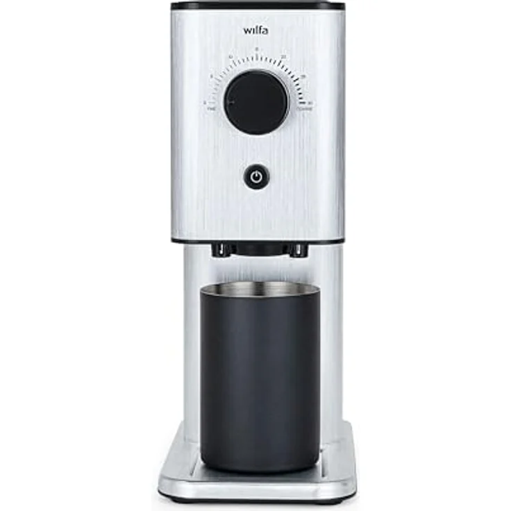 Wilfa ZENSE ALUX Kaffeemühle, 30 Mahlgrade, 40mm Edelstahl-Flachmahlwerk, Antistatik, luftdicht verschlossener Bohnenbehälter, silber – Bild 1