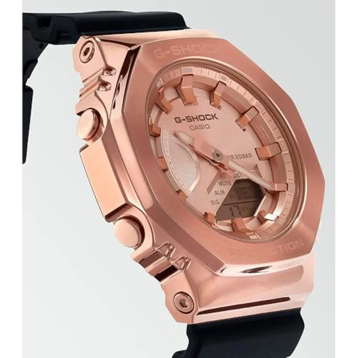 Casio G-Shock Damenuhr Schwarz/Roségold GM-S2110PG-1A4ER, Alarm, Stoppuhr, Im Dunkeln leuchtend – Bild 4