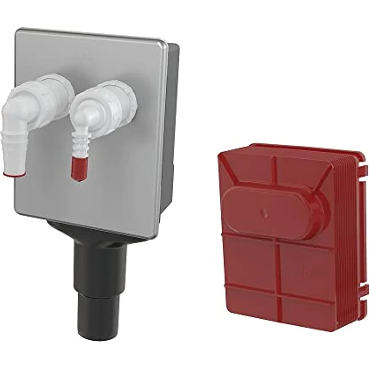 Alcaplast APS6 Unterputz Gerätesiphon, Abwasseranschluss für Waschmaschine, Spülmaschine, Wärmepumpentrockner, mit Edelstahl-Wandblende, weiß, 16,8 l/min Ablaufleistung – Bild 2