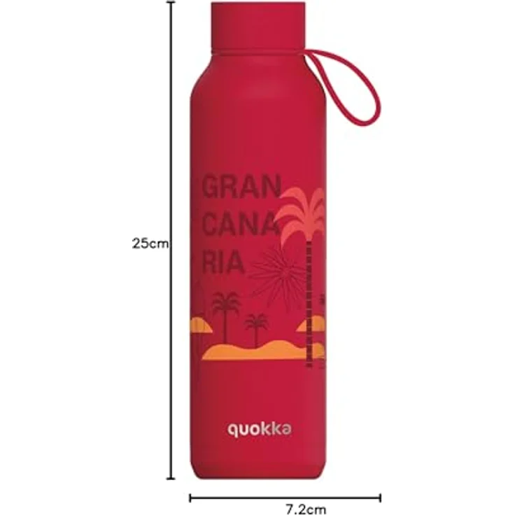 Quokka Solid with Strap, Thermoskanne aus Edelstahl 304, 630 ml, Cherry Red, BPA-frei, doppelwandige Vakuumisolierung – Bild 2