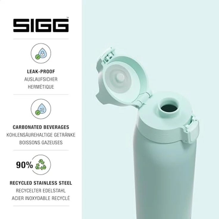 SIGG Trinkflasche aus Edelstahl 1.0L Shield One Glacier Türkis auslaufsicher – Bild 3
