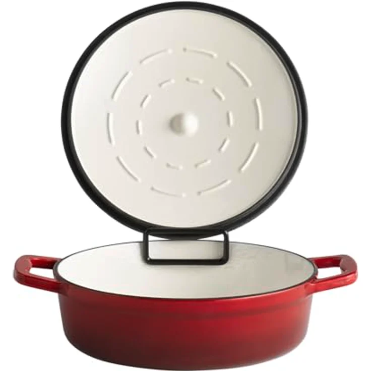 APS 88300 Bräter mit Deckel "5 STARS", Gusseisen, induktionsgeeignet, ofenfest, inkl. Deckelhalter, Ø 25 cm, 2,5 Liter, rot – Bild 2