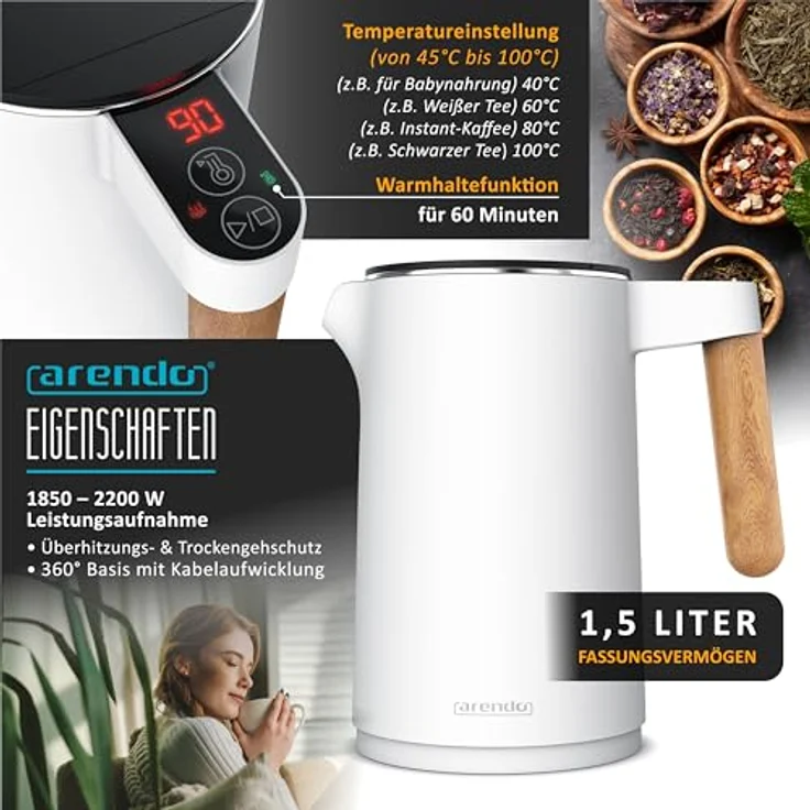 Arendo Sevencook Eierkocher, Edelstahl, für bis zu 7 Eier, 400 W, Härtegrad einstellbar, Warmhaltefunktion – Bild 2