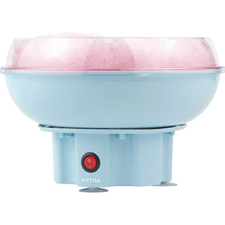 Petra PT2641BLVDEEU7 Zuckerwattemaschine für Zuhause - Elektrische Retro Zuckerwatte-Maschine fur Kindergeburtstag, Enthält 50 x Zuckerwatte Stäbchen & Messlöffel, 400W, BPA-frei, Tragbare, Blau
