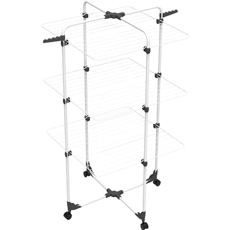 Gimi Vileda Modular 3, Turmwäscheständer mit 3 Ebenen, modulares Gelenk, leicht zu bewegen, klappbar für Innen und Außen