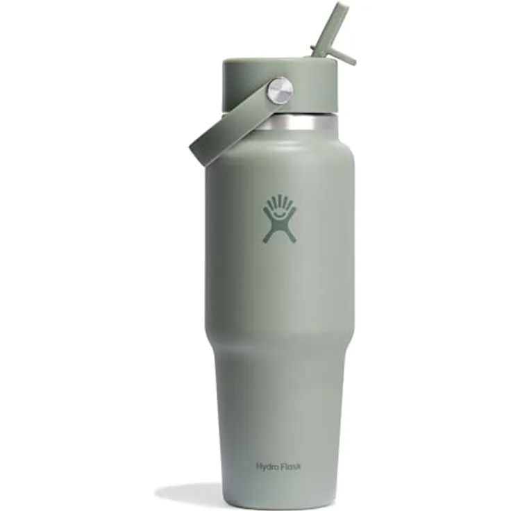 Hydro Flask Travel Bottle 946 ml (32 oz) Isolierte Edelstahl-Wasserflasche mit TempShield-Vakuumisolierung und Flex-Trinkhalm-Verschluss - Agave