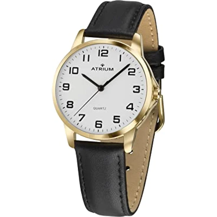 Atrium Damen-Armbanduhr sehr deutlich goldfarben Quarz 3 Bar Lederband A37-20 – Bild 1