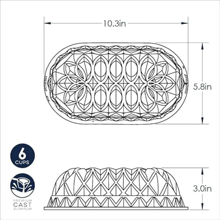 Nordic Ware Jubilee Cast Kastenform für 6 Tassen, Gold – Bild 6