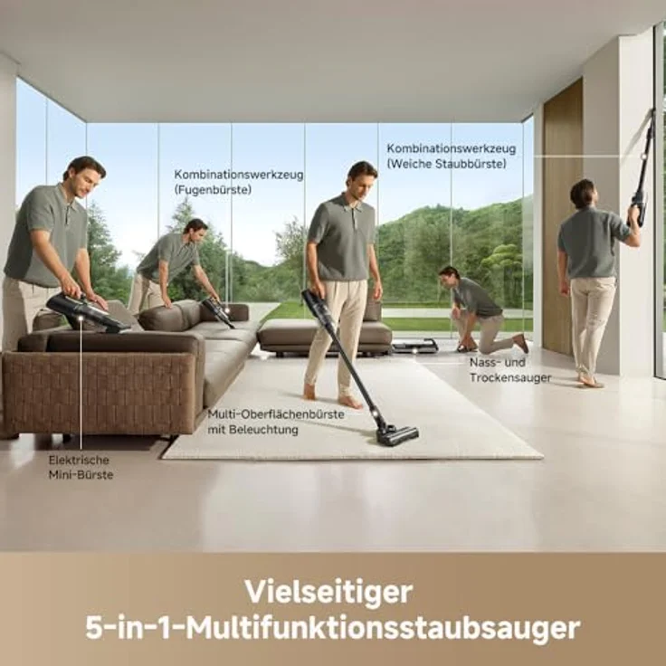 DREAME H14 Dual Nass-Trockensauger 5-in-1, 18.000 Pa Saugkraft, flaches Design, intelligente Dosierung, 60 °C Bürstenreinigung, GlideWheel-System, LED-Bürstenkopf – Bild 2